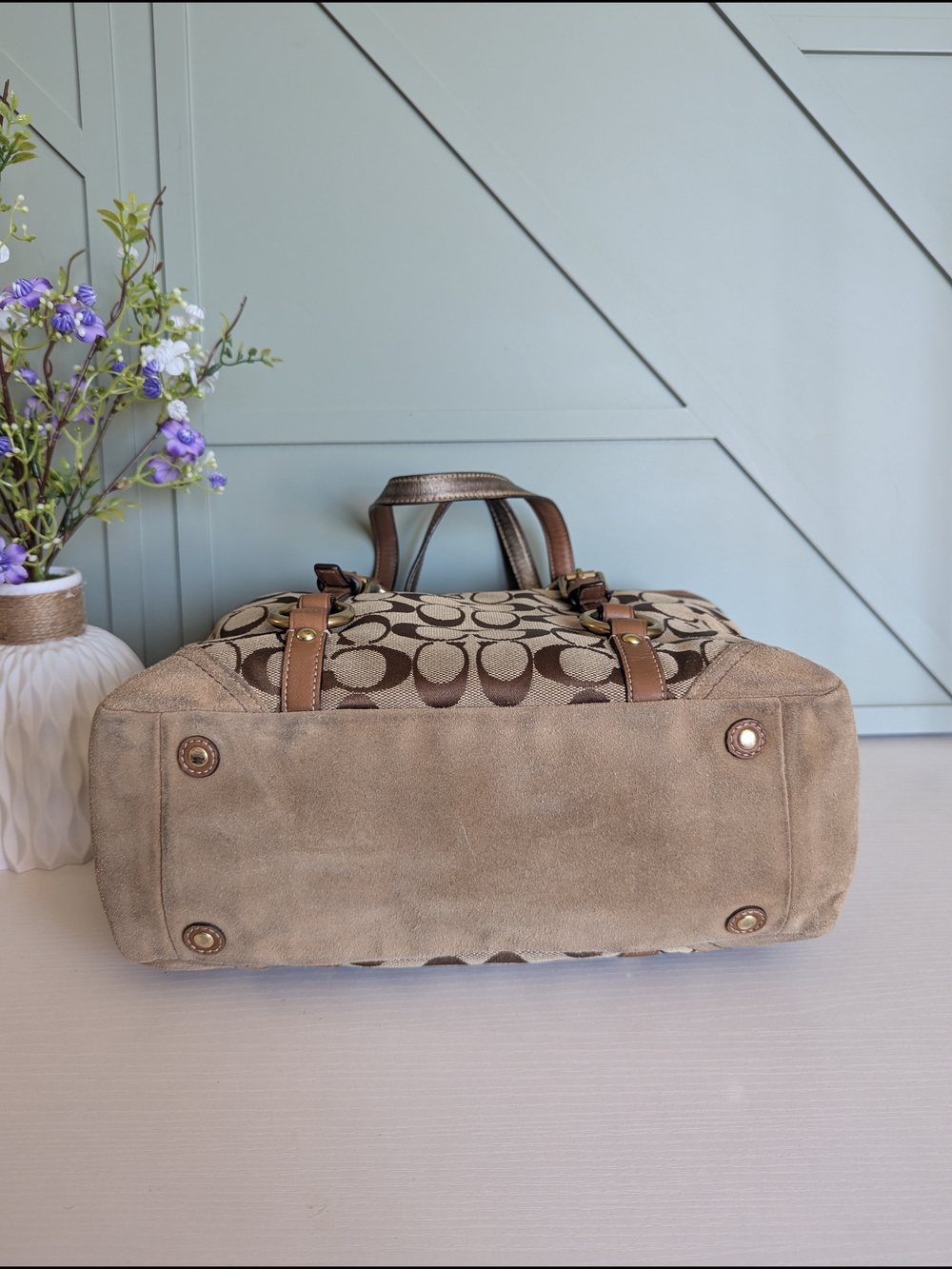 Coach Vintage Brown Signature Canvas Tote Bag - Picture 7 of 11